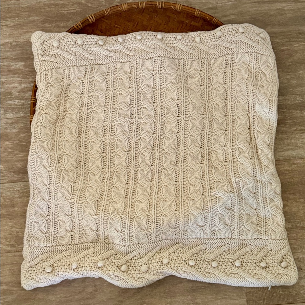 Pottery Barn Cable Knit Cream Pillow Cover
